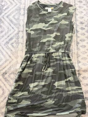 C&C Camo Drawstring Waist Sleeveless Dress